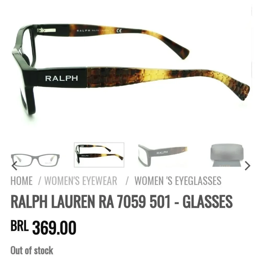 Ralph by Ralph Lauren RA7059 Eyeglasses Eyewear Black/Brown Frames w/ Ca…